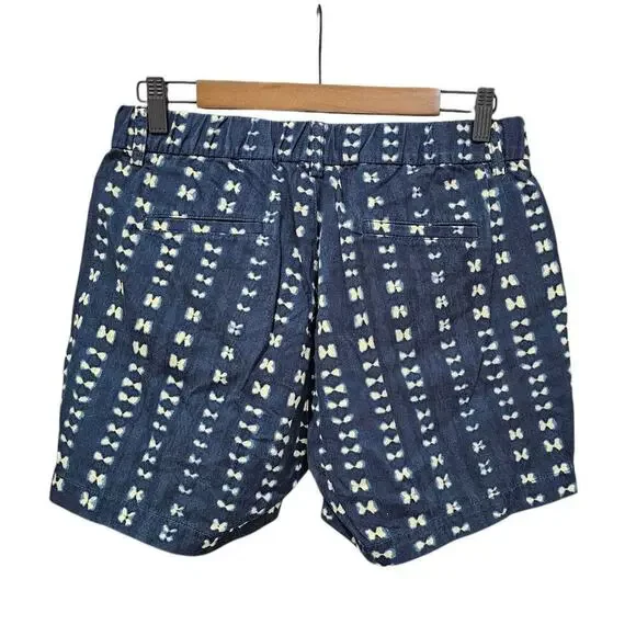 J.Crew Faded Adire Shorts Navy Blue Shibori Indigo Size 8 - Picture 6 of 10